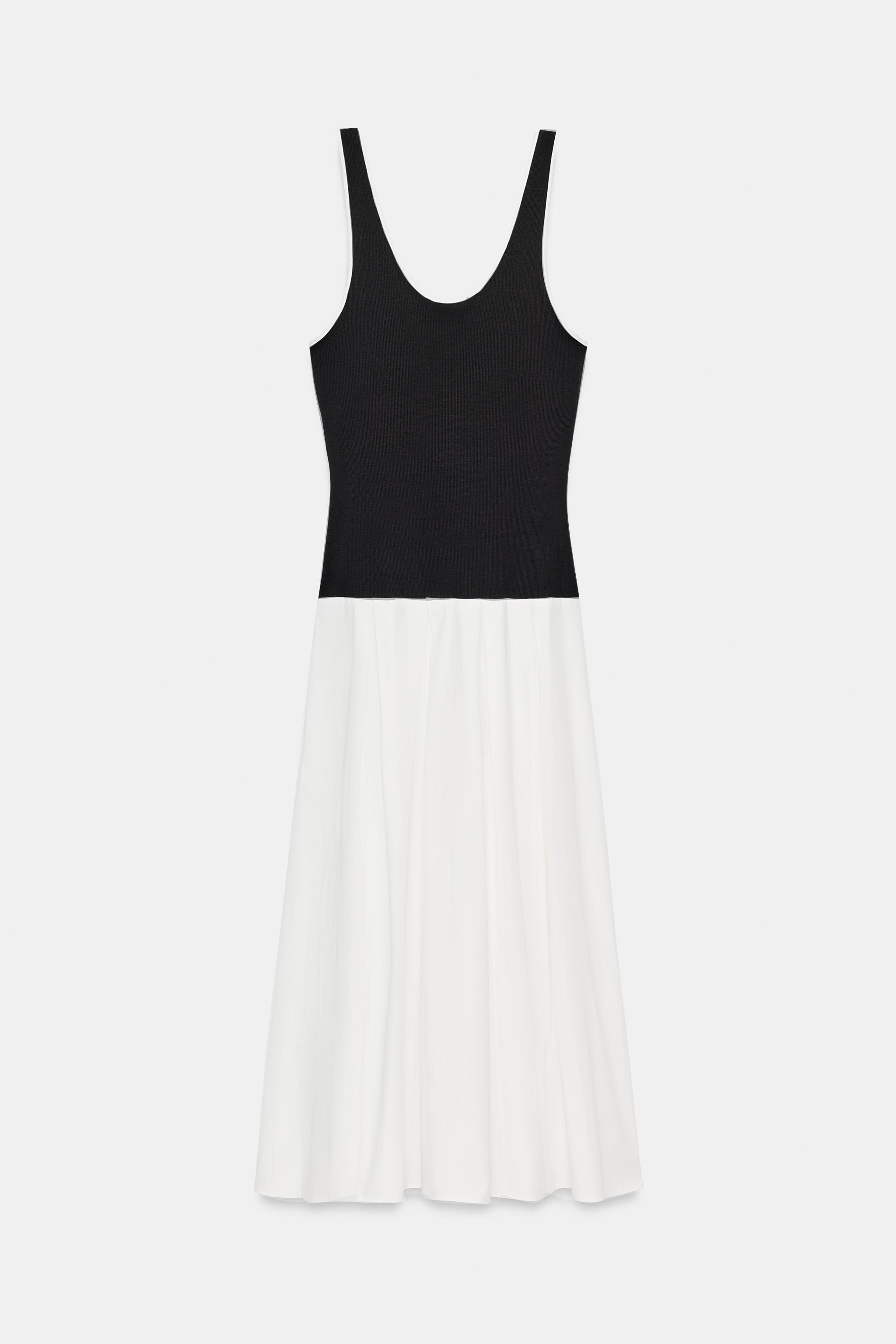 POPLIN CONTRAST MIDI DRESS